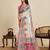 Dark pink digital print with jari border linan saree with blouse