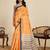 Mustard digital print with jari border linan saree with blouse