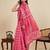 Rani pink digital print with jari border linan saree with blouse