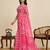 Rani pink digital print with jari border linan saree with blouse