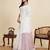 Lavender digital print with jari border linan saree with blouse