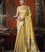 Beige tissue silk saree with paithani pallu festive wear saree