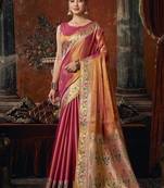 Peach tissue silk saree with paithani pallu festive wear saree