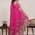 Rani pink printed zari border with mirror work linan saree with blouse