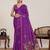 Purple printed zari border with mirror work linan saree with blouse
