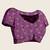 Purple printed zari border with mirror work linan saree with blouse