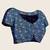 Blue printed zari border with mirror work linan saree with blouse