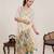 White printed zari border with mirror work linan saree with blouse