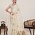 White printed zari border with mirror work linan saree with blouse