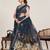 Black printed zari border with mirror work linan saree with blouse