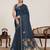 Black printed zari border with mirror work linan saree with blouse