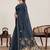 Black printed zari border with mirror work linan saree with blouse