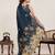 Black printed zari border with mirror work linan saree with blouse