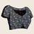 Black printed zari border with mirror work linan saree with blouse