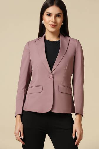 Women pink single breasted blazer