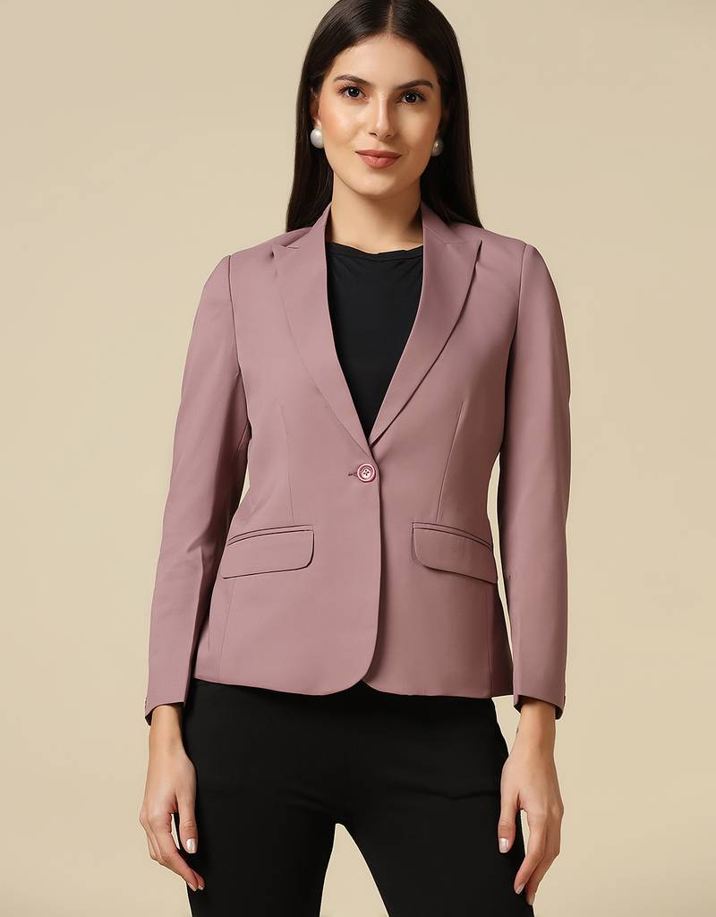 Women pink single breasted blazer