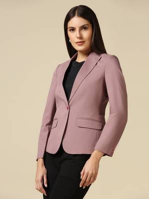 Women pink single breasted blazer 2