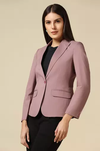 Women pink single breasted blazer