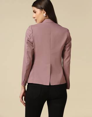 Women pink single breasted blazer 3