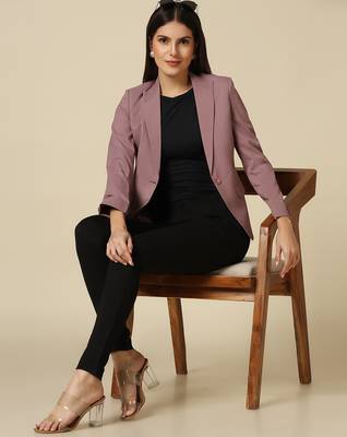 Women pink single breasted blazer 4