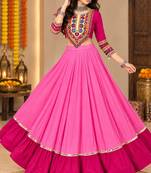 Pink  Color Designer Chaniya Choli for Navratri and Garba - Full stitched free size