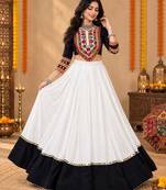 White Color Designer Chaniya Choli for Navratri and Garba - Full stitched free size