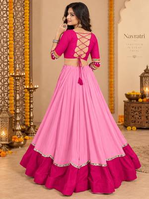 Pink  Color Designer Chaniya Choli for Navratri and Garba - Full stitched free size 4