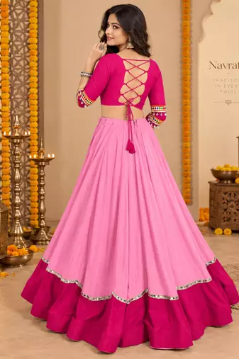 Pink  Color Designer Chaniya Choli for Navratri and Garba - Full stitched free size