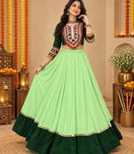Parrot Color Designer Chaniya Choli for Navratri and Garba - Full stitched free size