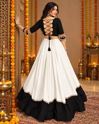 White Color Designer Chaniya Choli for Navratri and Garba - Full stitched free size 4
