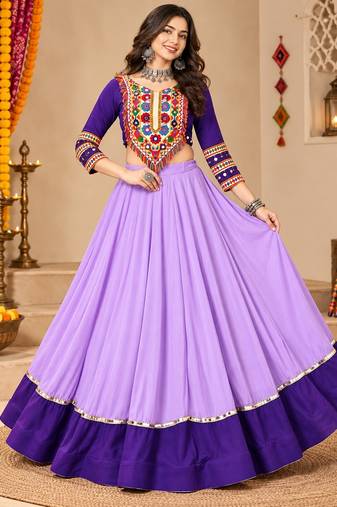 Purple Color Designer Chaniya Choli for Navratri and Garba - Full stitched free size