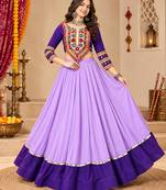 Purple Color Designer Chaniya Choli for Navratri and Garba - Full stitched free size