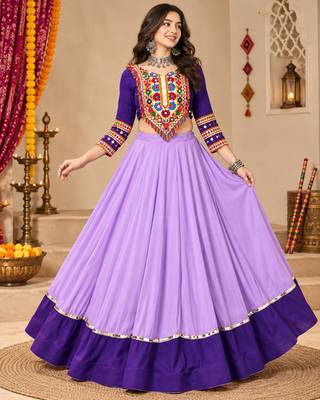 Purple Color Designer Chaniya Choli for Navratri and Garba - Full stitched free size 2