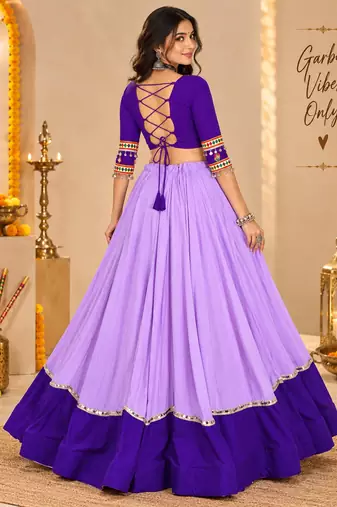 Purple Color Designer Chaniya Choli for Navratri and Garba - Full stitched free size