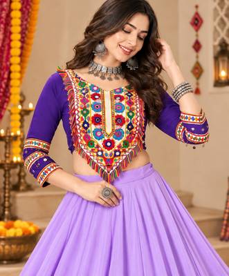 Purple Color Designer Chaniya Choli for Navratri and Garba - Full stitched free size 4