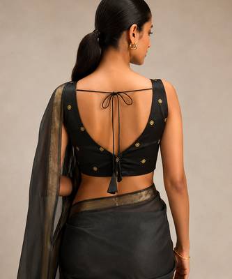 Black butti work padded capri silk side smocked stretchable 2