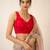 Red butti work padded capri silk side smocked stretchable