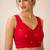 Red butti work padded capri silk side smocked stretchable