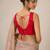 Red butti work padded capri silk side smocked stretchable