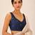 Navy blue butti work padded capri silk side smocked stretchable