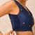 Navy blue butti work padded capri silk side smocked stretchable
