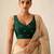 Bottle green butti work padded capri silk side smocked stretchable