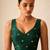 Bottle green butti work padded capri silk side smocked stretchable