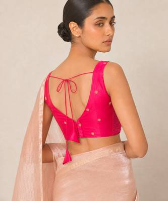 Pink butti work padded capri silk side smocked stretchable 2