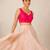 Pink butti work padded capri silk side smocked stretchable