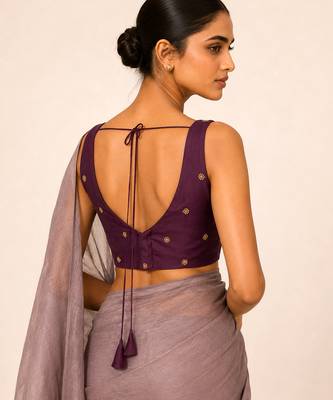 Purple butti work padded capri silk side smocked stretchable 2