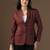 Women red small check blazer