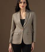 Women brown multi check blazer