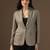 Women brown multi check blazer
