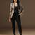 Women brown multi check blazer